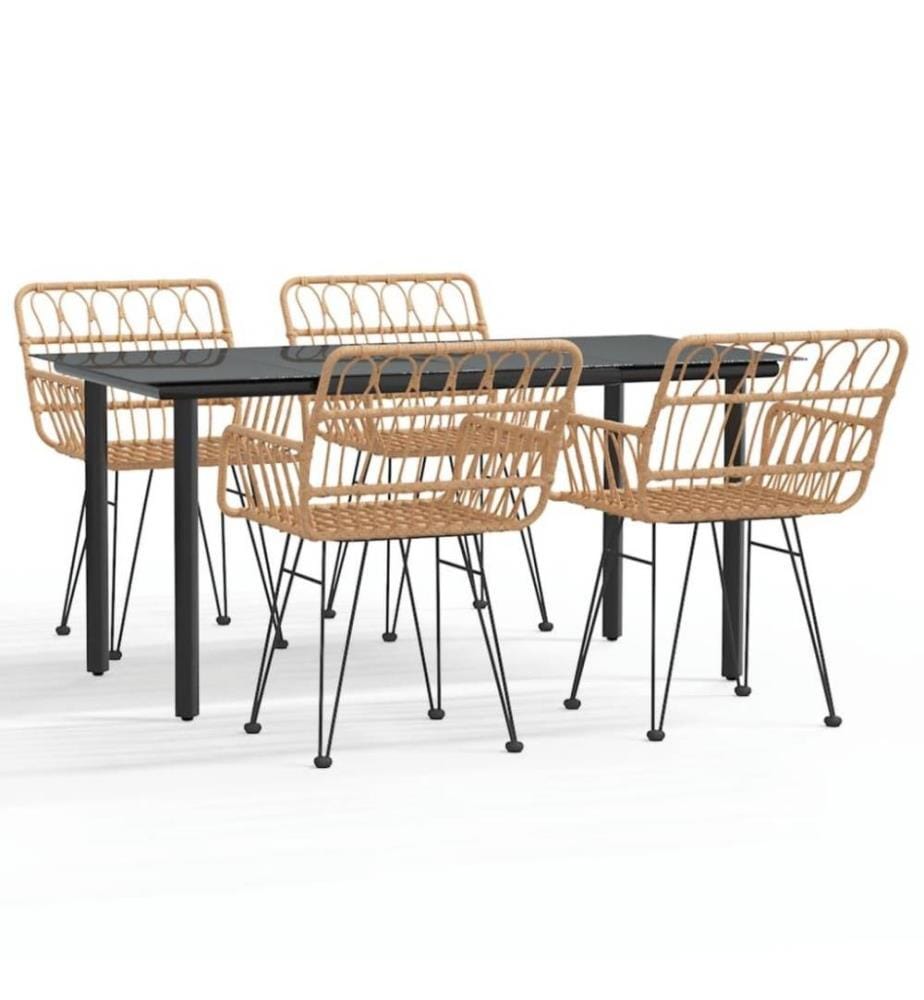 5-tlg. Garten-Essgruppe Poly Rattan