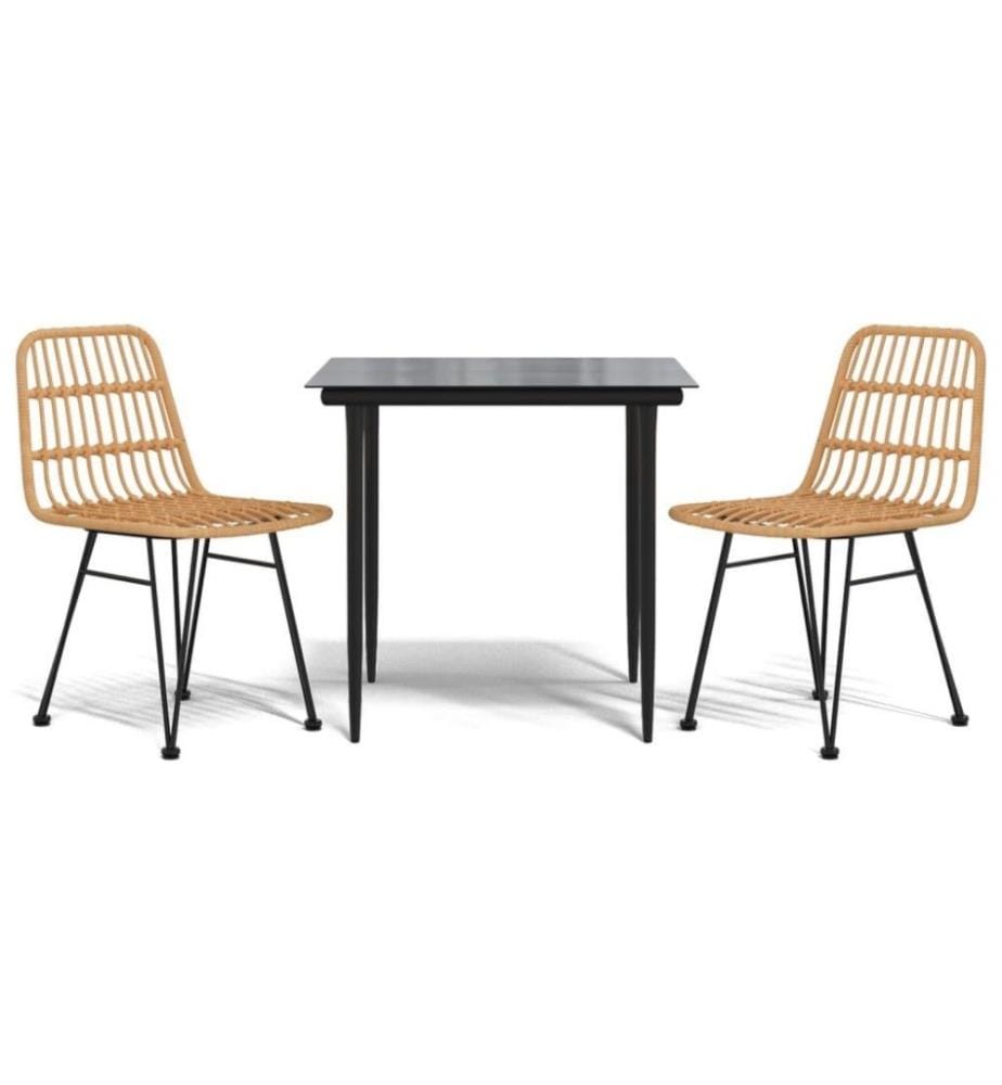 3-tlg. Garten-Essgruppe Poly Rattan