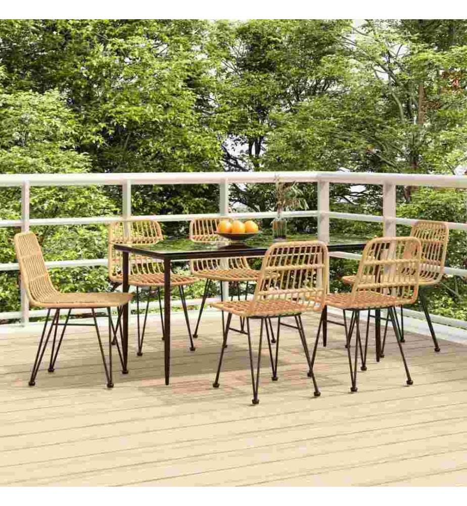 7-tlg. Garten-Essgruppe Poly Rattan