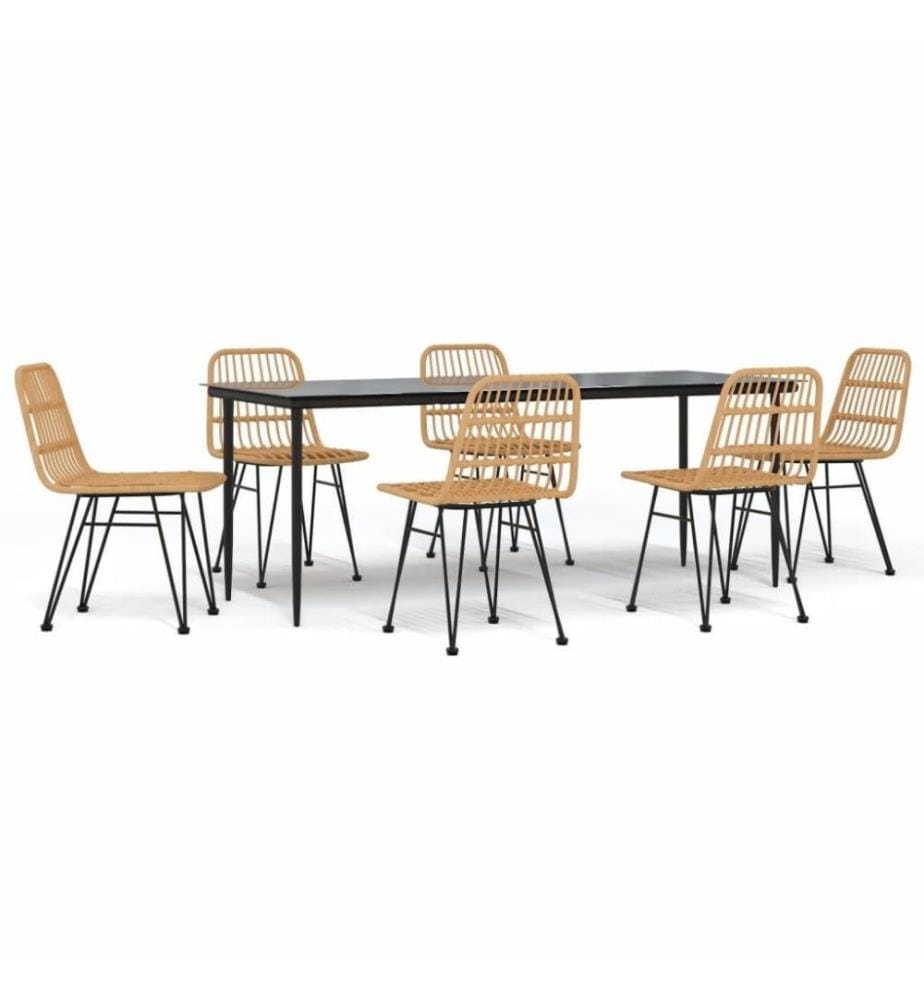 7-tlg. Garten-Essgruppe Poly Rattan