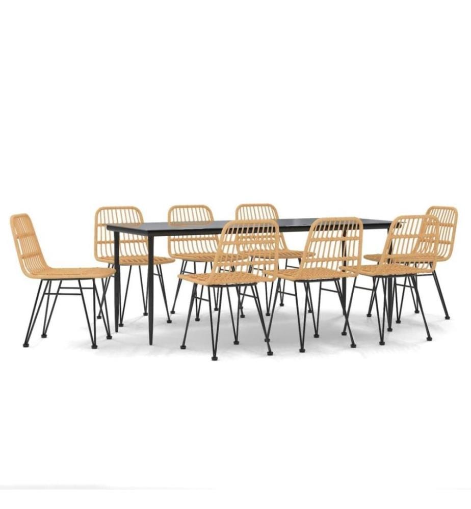 9-tlg. Garten-Essgruppe Poly Rattan