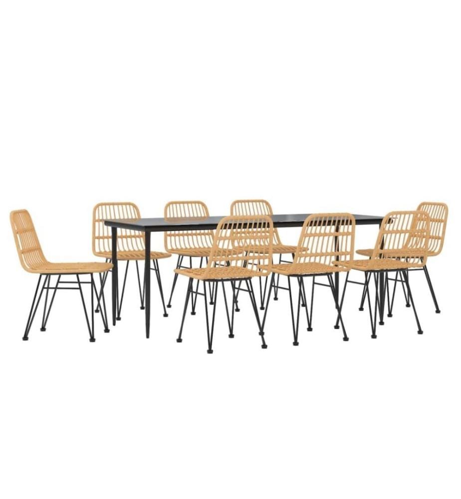 9-tlg. Garten-Essgruppe Poly Rattan