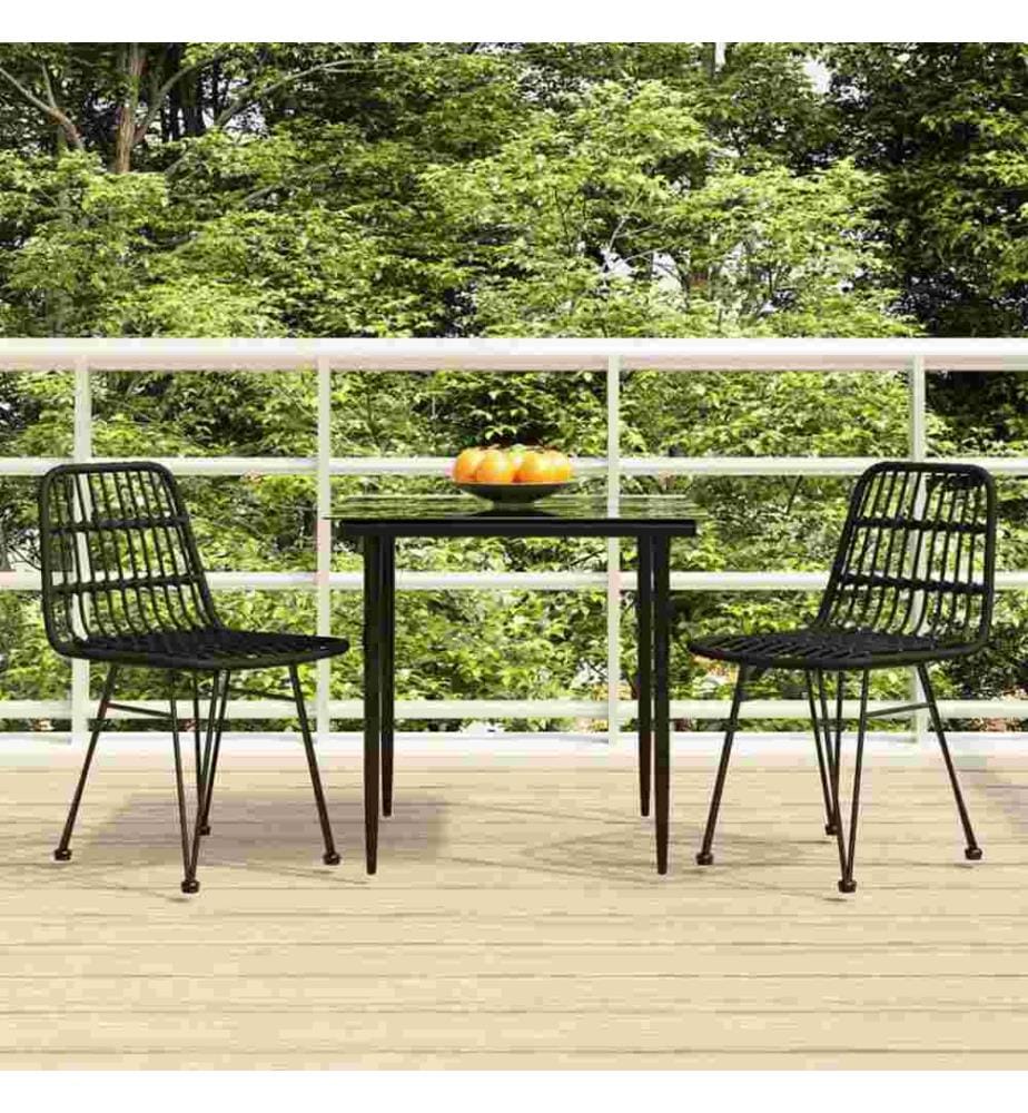 3-tlg. Garten-Essgruppe Schwarz Poly Rattan