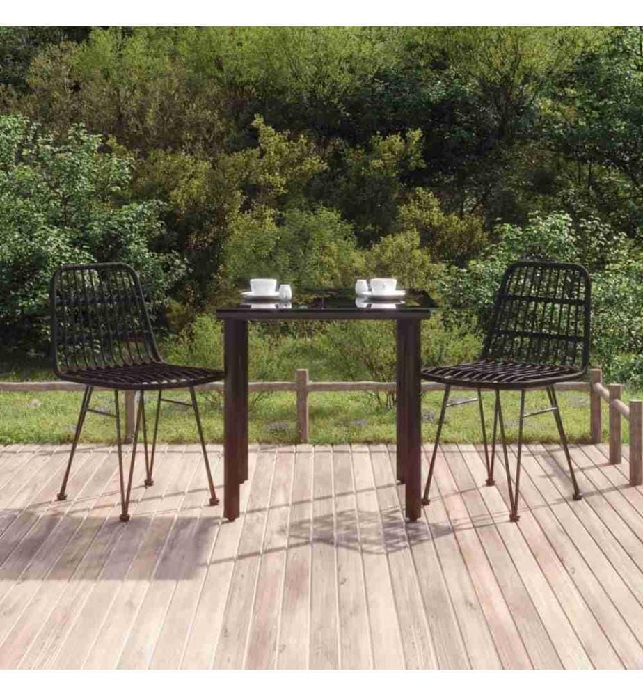 3-tlg. Garten-Essgruppe Schwarz Poly Rattan