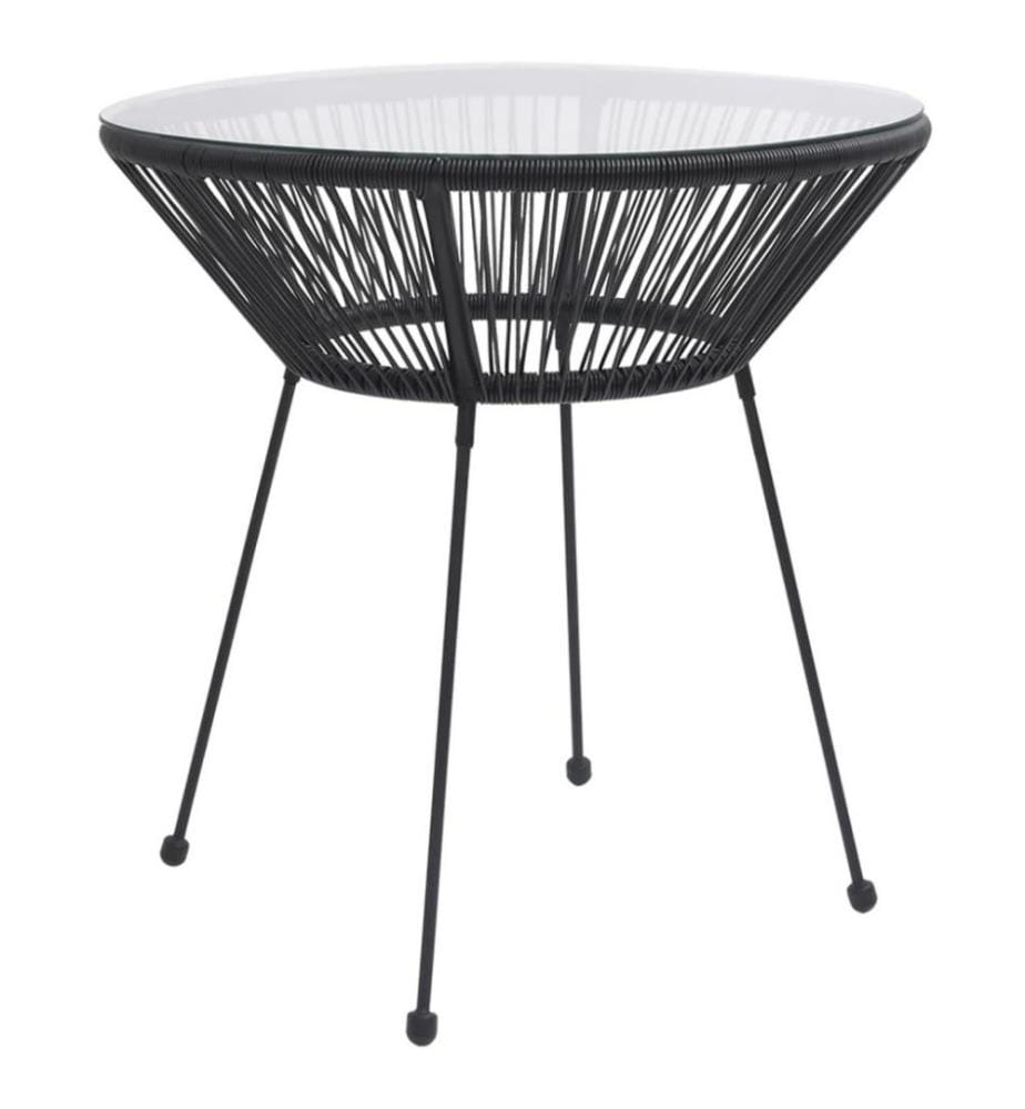 Ensemble à dîner d'extérieur 3 pcs Rotin PVC Noir