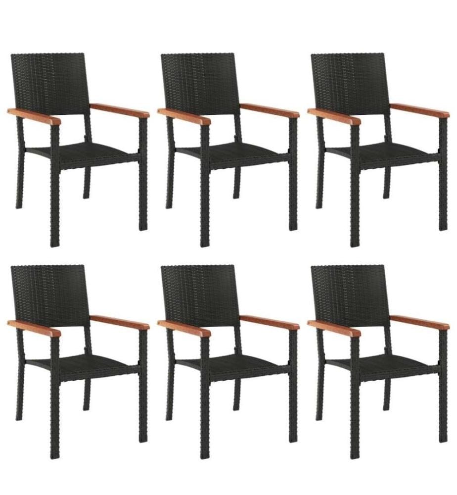 7-tlg. Garten-Essgruppe Schwarz Poly Rattan