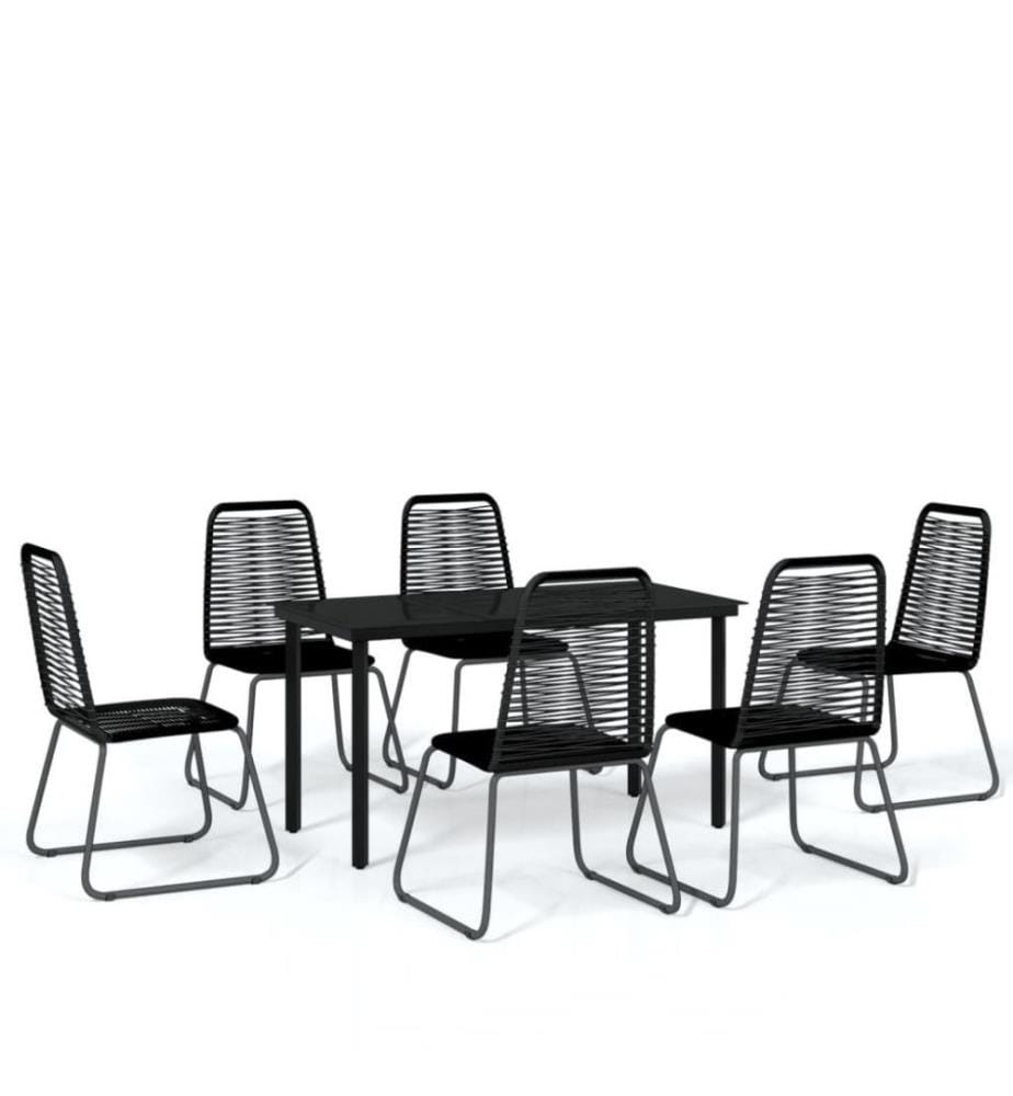 Ensemble de salle à manger de jardin 7 pcs Noir