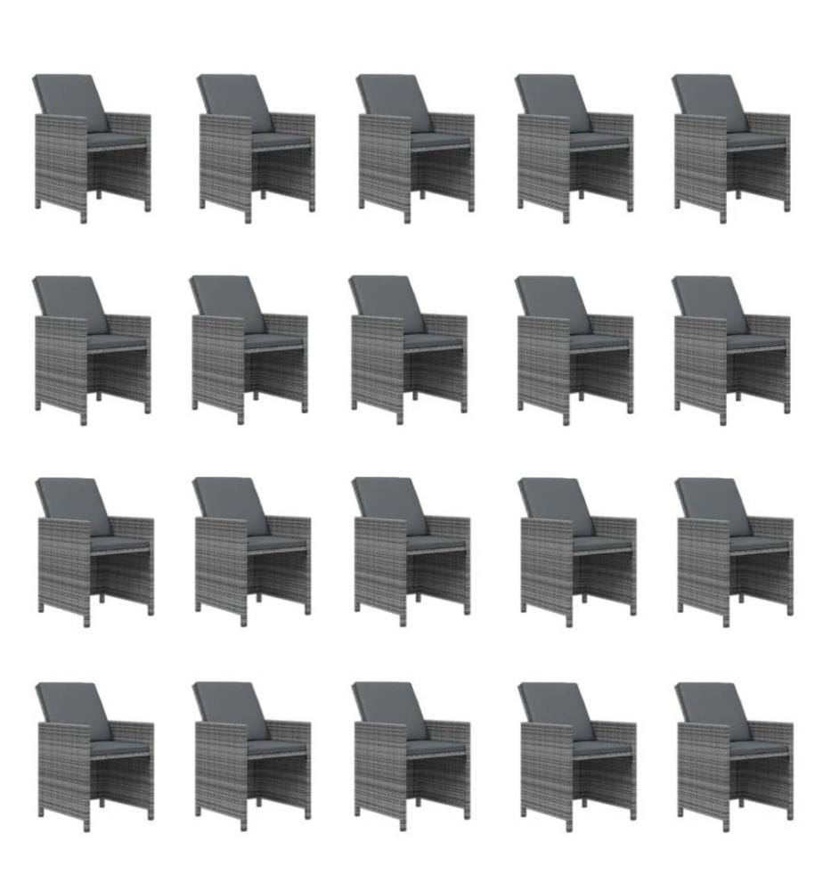 21-tlg. Garten-Essgruppe mit Kissen Poly Rattan Grau