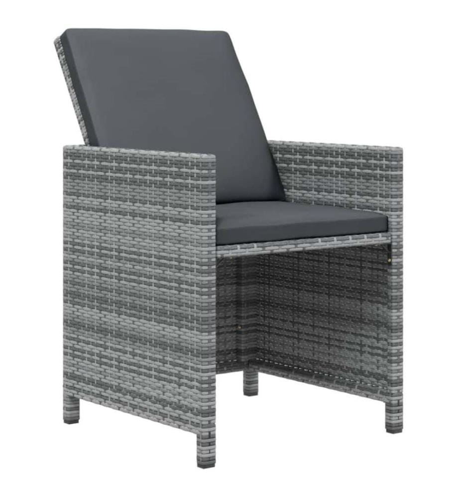 19-tlg. Garten-Essgruppe mit Kissen Poly Rattan Grau
