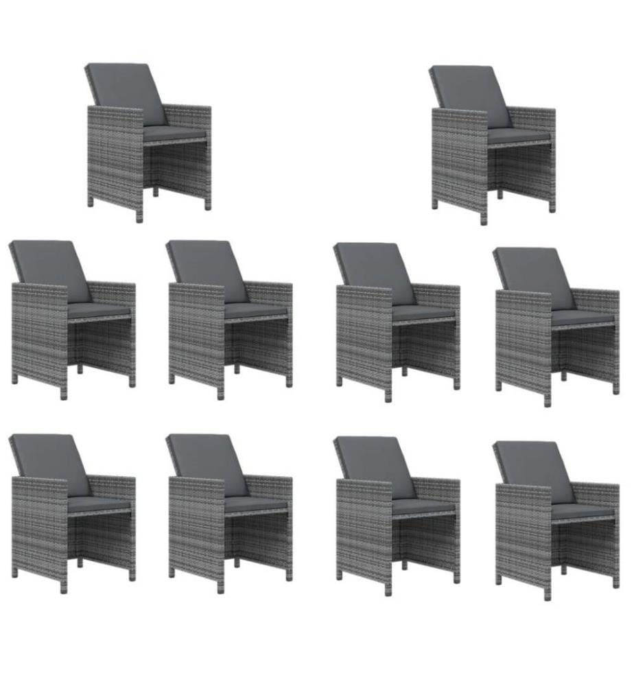 15-tlg. Garten-Essgruppe mit Kissen Poly Rattan Grau