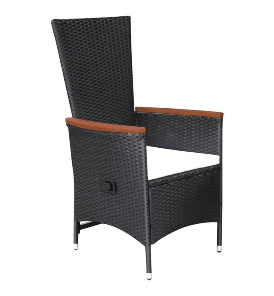 7-tlg. Garten-Essgruppe Poly Rattan Schwarz