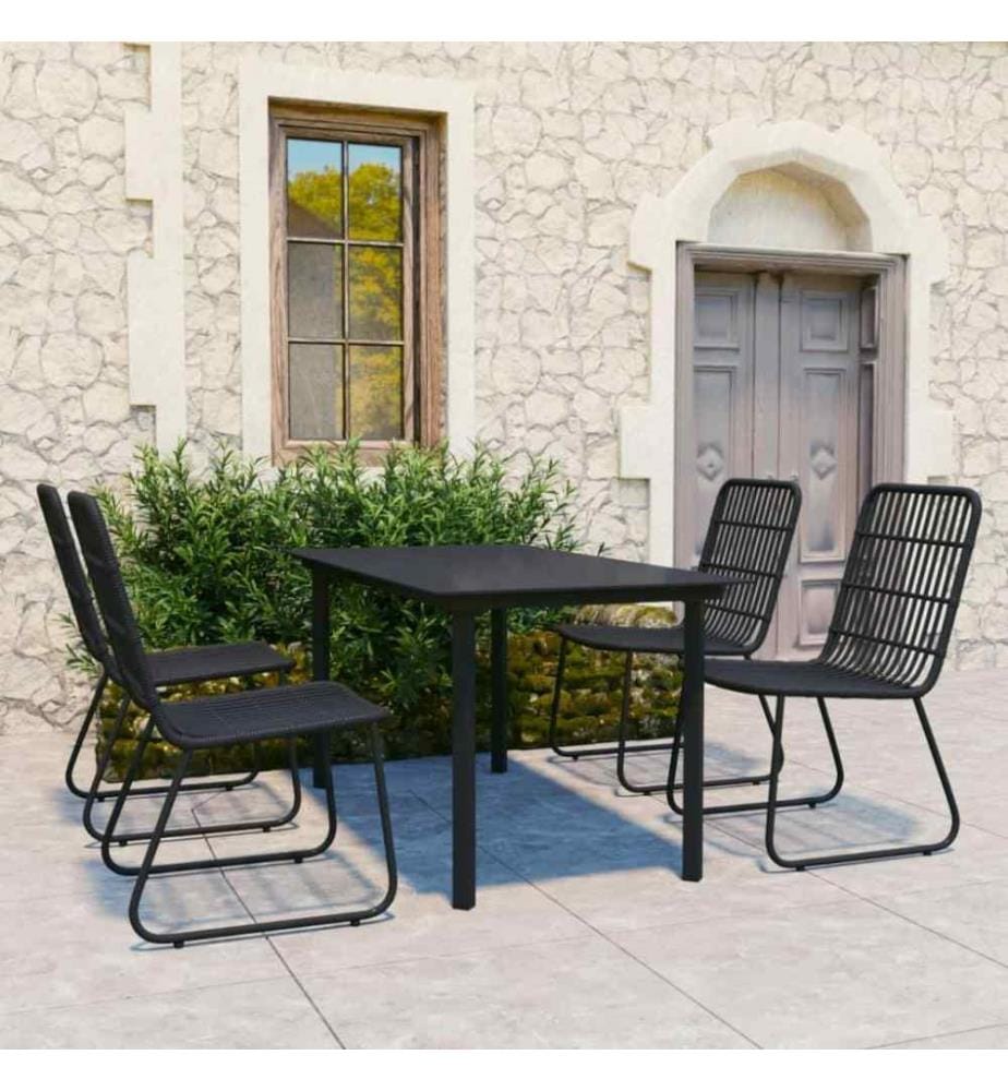 5-tlg. Garten-Essgruppe Poly Rattan und Glas