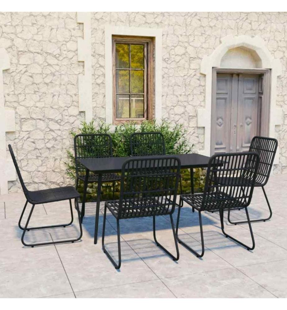 7-tlg. Garten-Essgruppe Poly Rattan und Glas