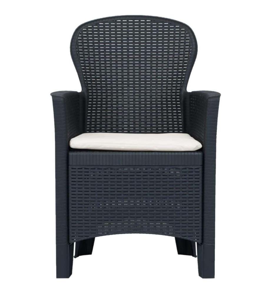 Ensemble à dîner 7 pcs Plastique Anthracite Aspect de rotin