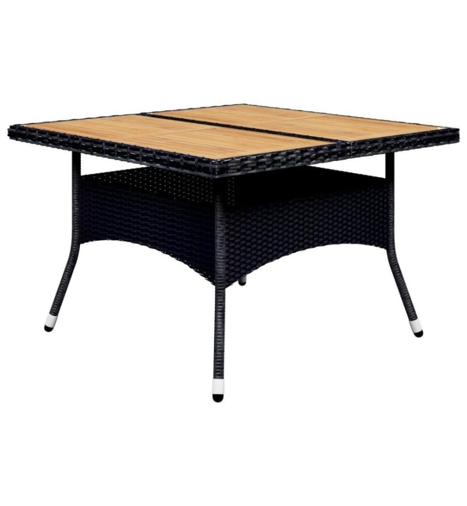 Ensemble à dîner de jardin 9 pcs Résine tressée et acacia Noir