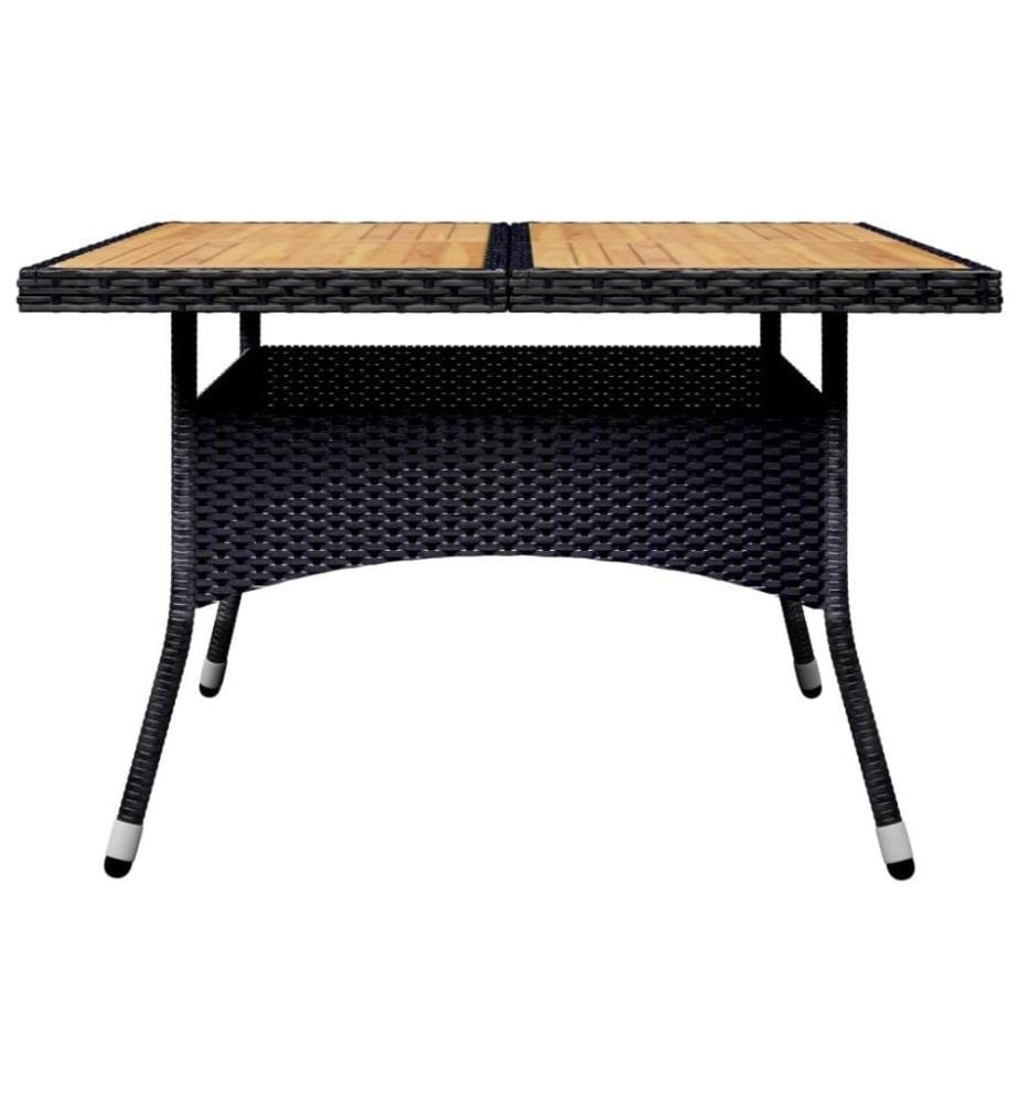 Ensemble à dîner de jardin 9 pcs Résine tressée et acacia Noir