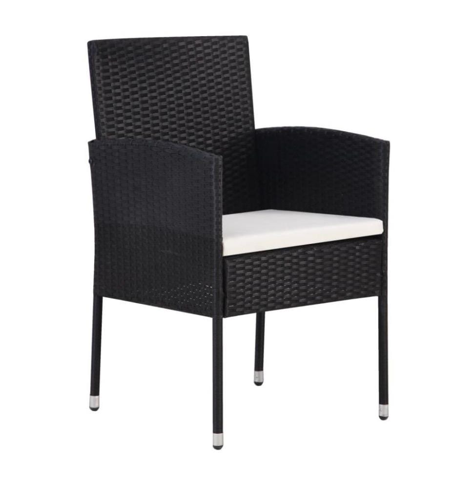 7-tlg. Garten-Essgruppe Poly Rattan Schwarz