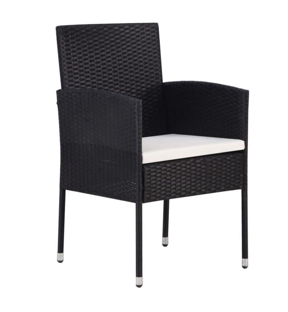 9-tlg. Garten-Essgruppe Poly Rattan Schwarz