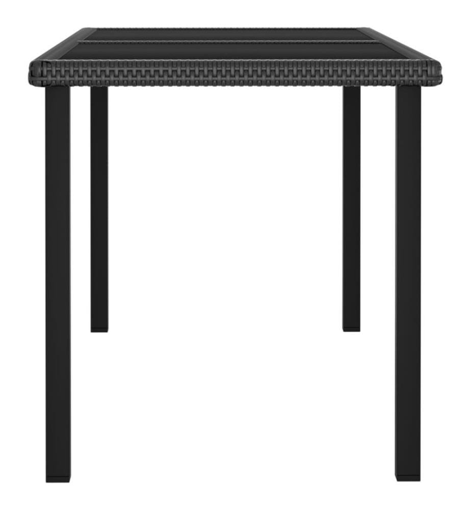 7-tlg. Garten-Essgruppe Poly Rattan Schwarz