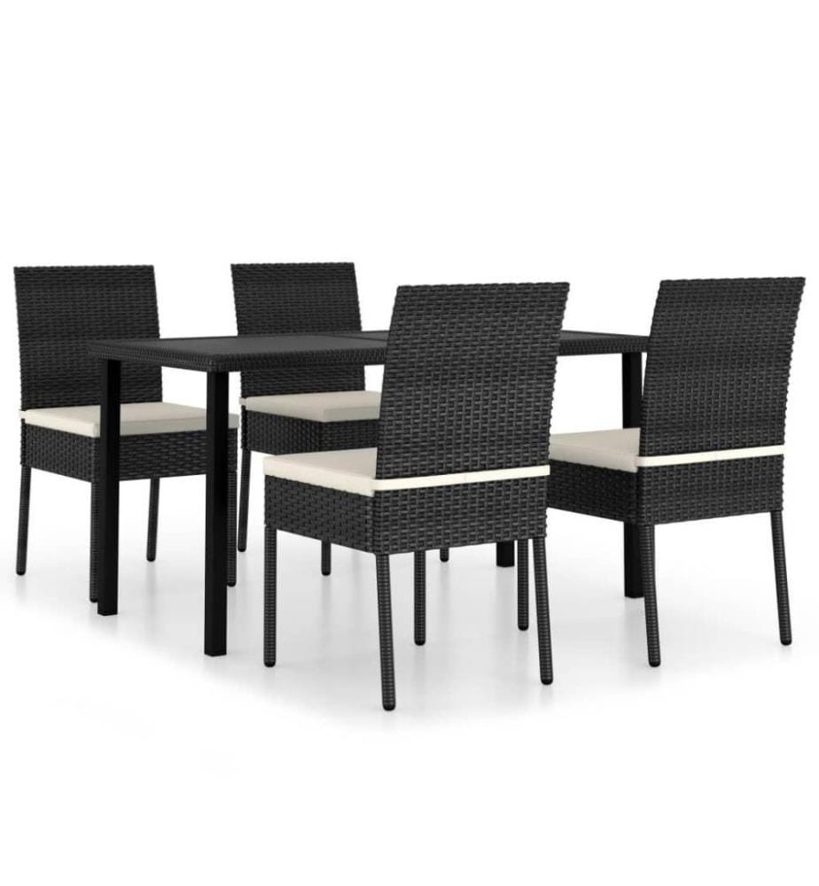 5-tlg. Garten-Essgruppe Poly Rattan Schwarz