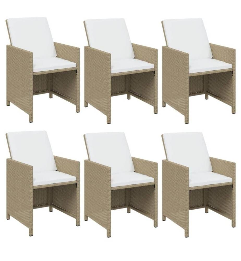 11-tlg. Garten-Essgruppe mit Kissen Poly Rattan Beige