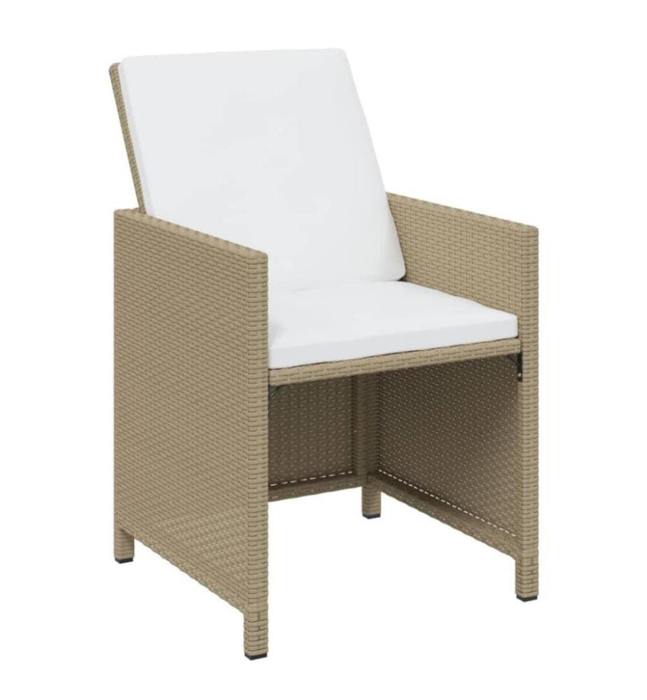 11-tlg. Garten-Essgruppe mit Kissen Poly Rattan Beige