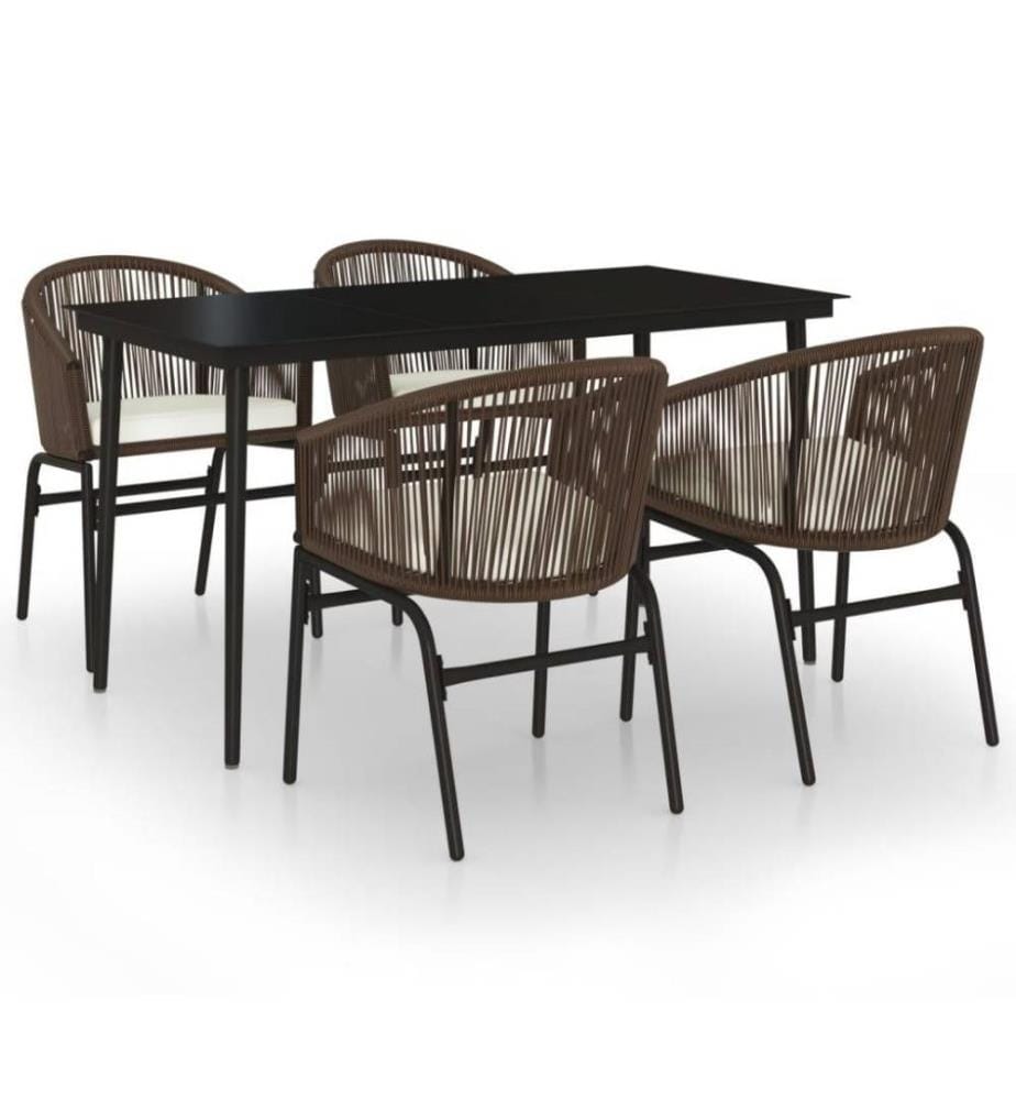 Ensemble de salle à manger de jardin 5 pcs Marron