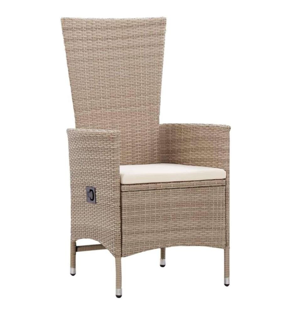 Ensemble de salle à manger de jardin avec coussins 7 pcs Beige