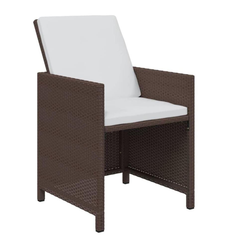 21-tlg. Garten-Essgruppe mit Kissen Poly Rattan Braun