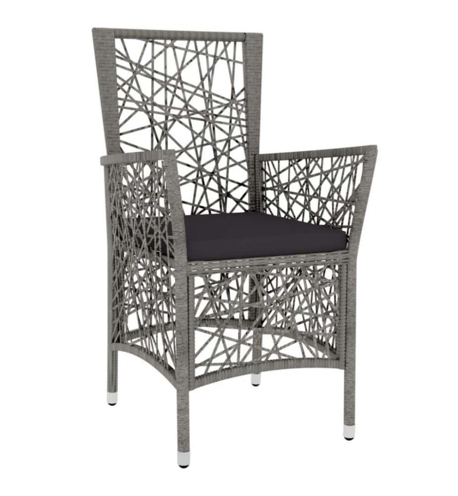 3-tlg. Garten-Essgruppe Poly Rattan Grau