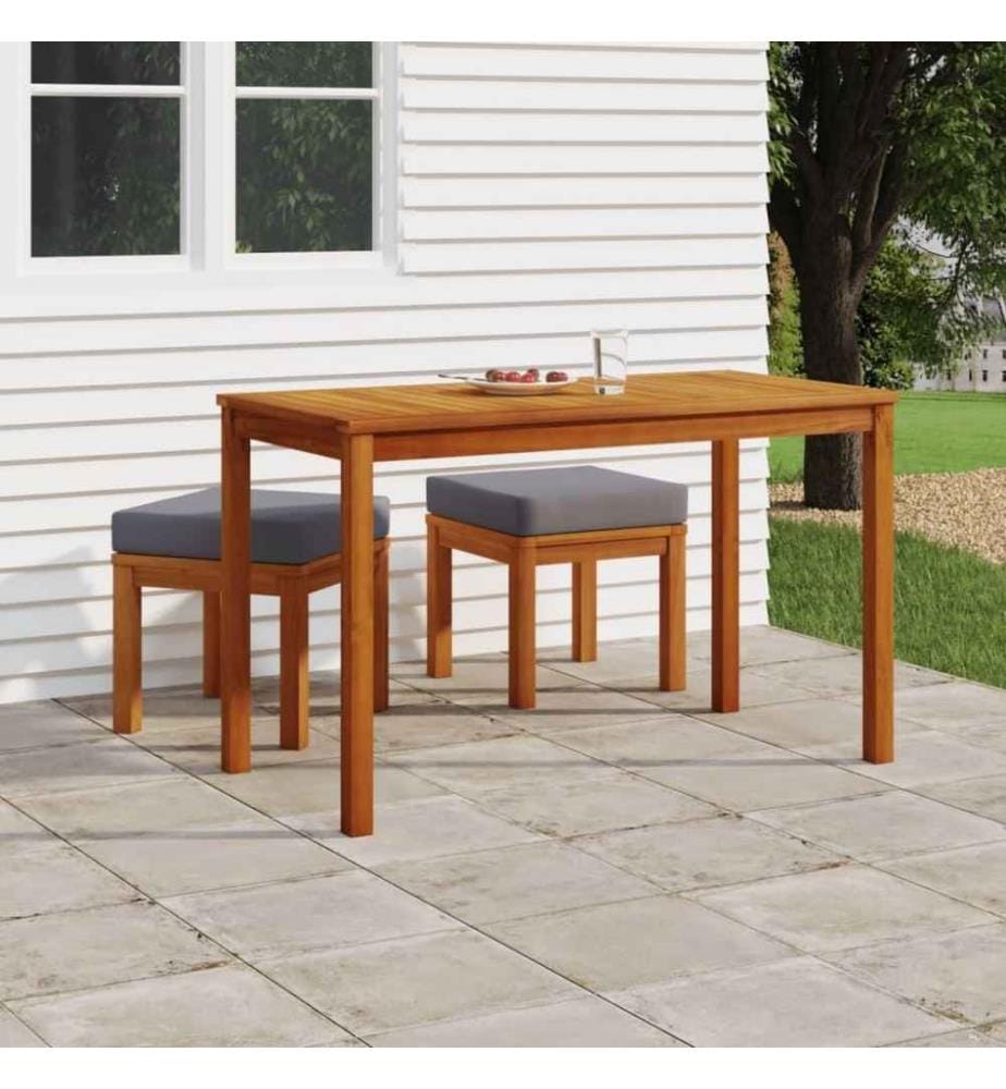 Ensemble à dîner de jardin 3 pcs avec coussins Acacia solide