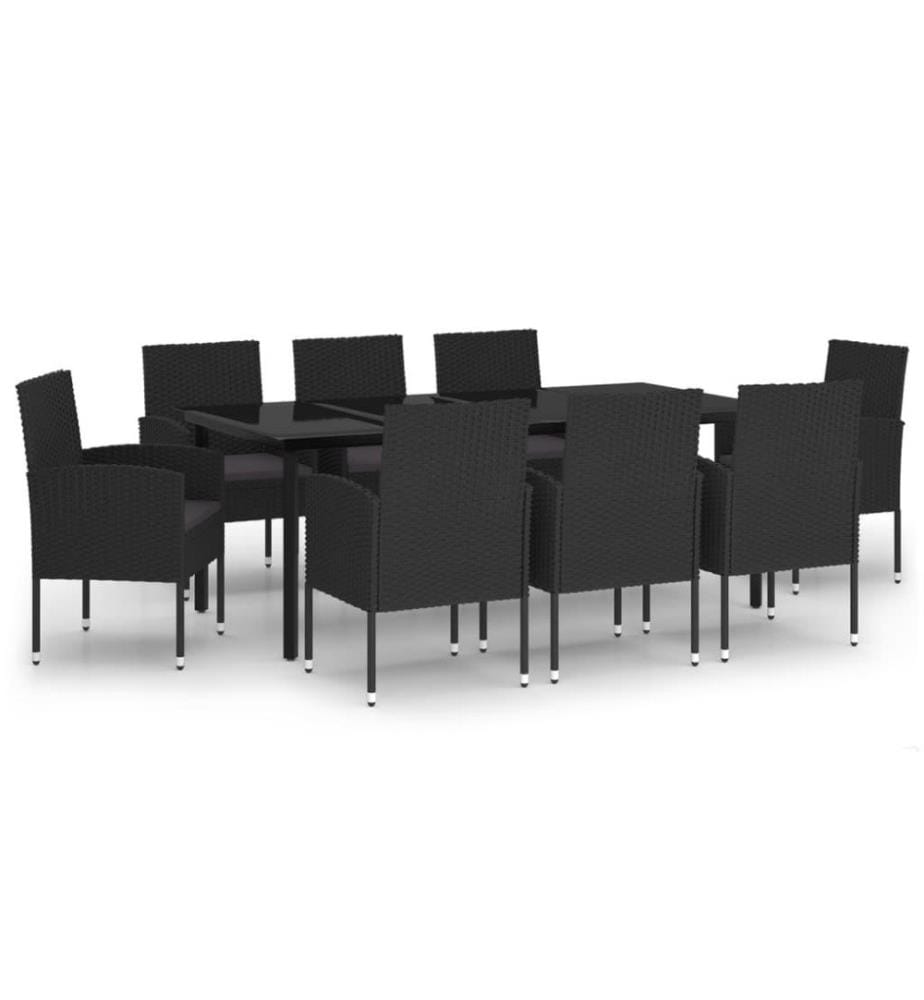 Ensemble de salle à manger de jardin 9 pcs Noir