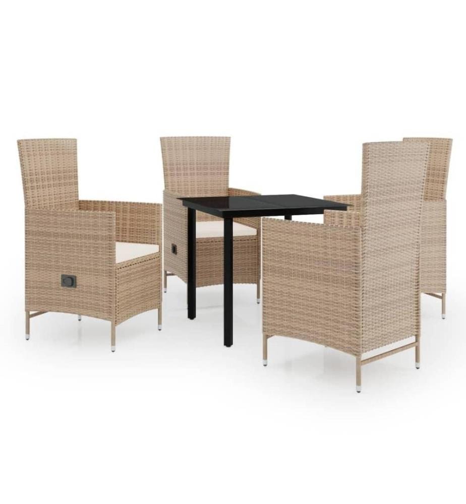 5-tlg. Garten-Essgruppe mit Kissen Beige