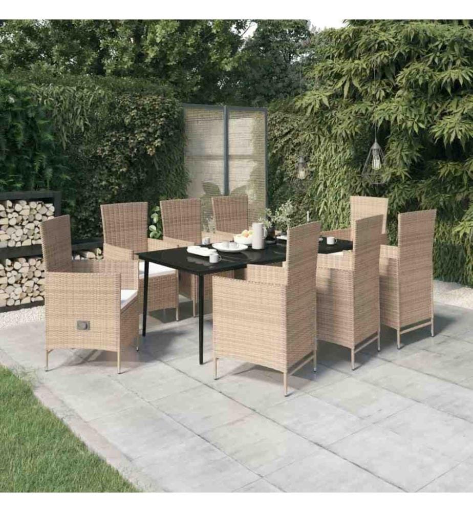 9-tlg. Garten-Essgruppe mit Auflagen Beige