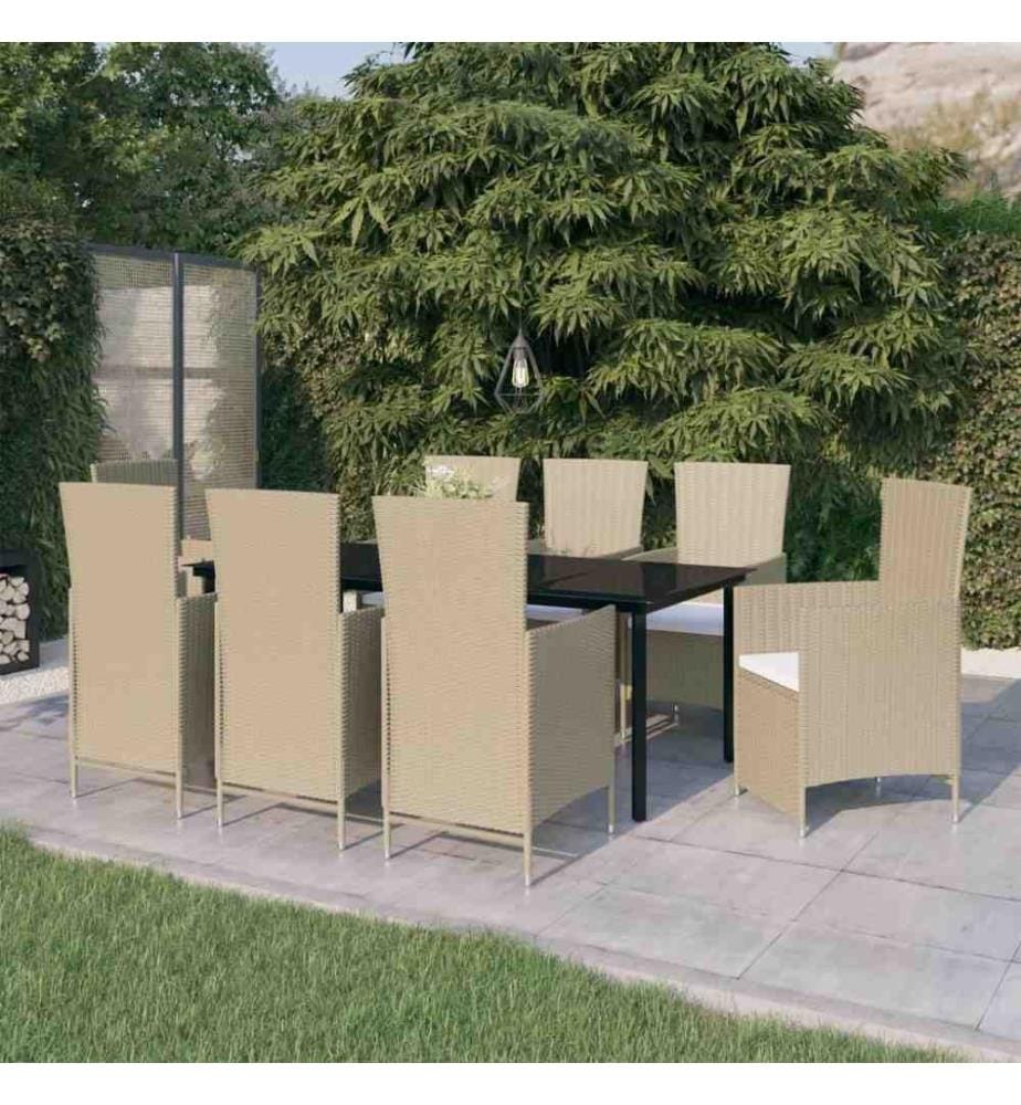 9-tlg. Garten-Essgruppe mit Auflagen Beige