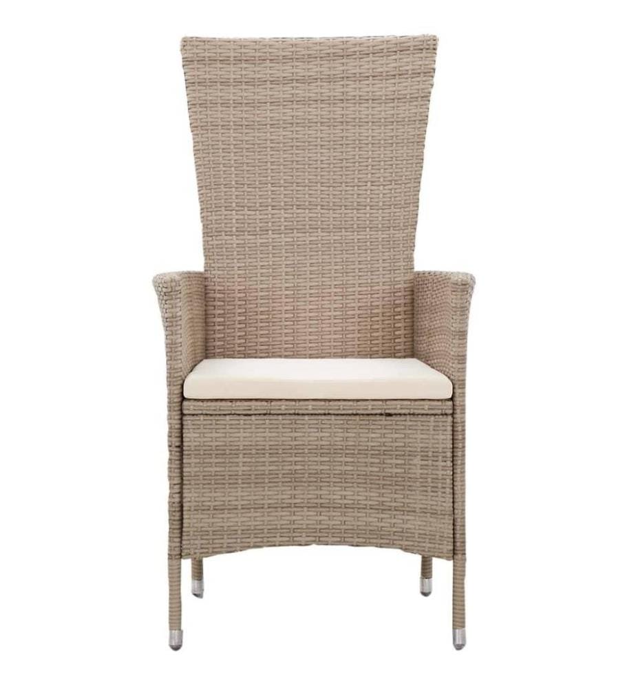 Ensemble de salle à manger de jardin avec coussins 7 pcs Beige