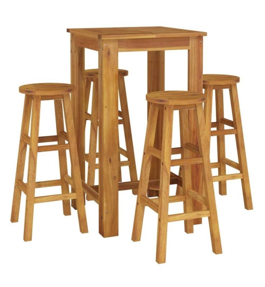 Ensemble de salle à manger de jardin 5 pcs Bois d'acacia solide