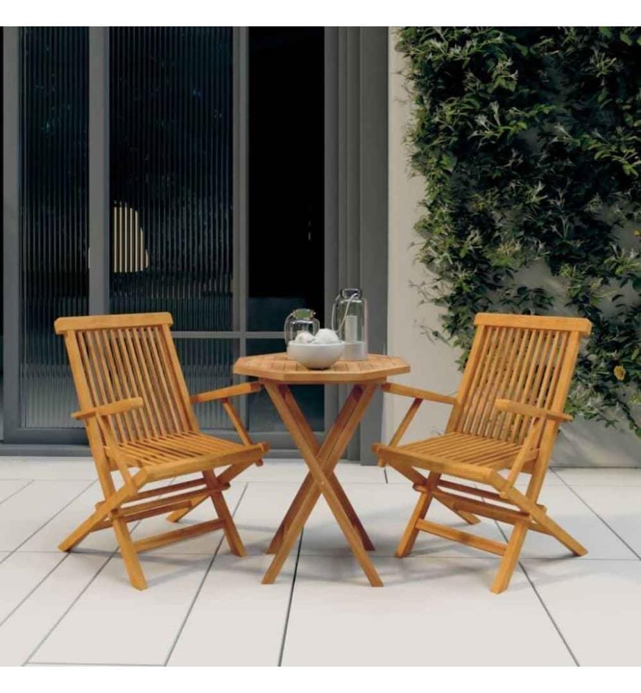 3-tlg. Garten-Essgruppe Massivholz Teak