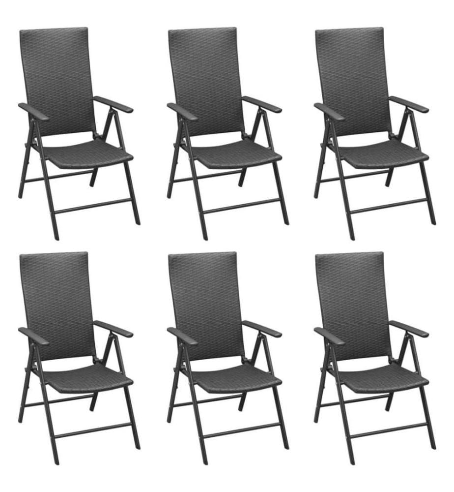 7-tlg. Garten-Essgruppe Schwarz Poly Rattan
