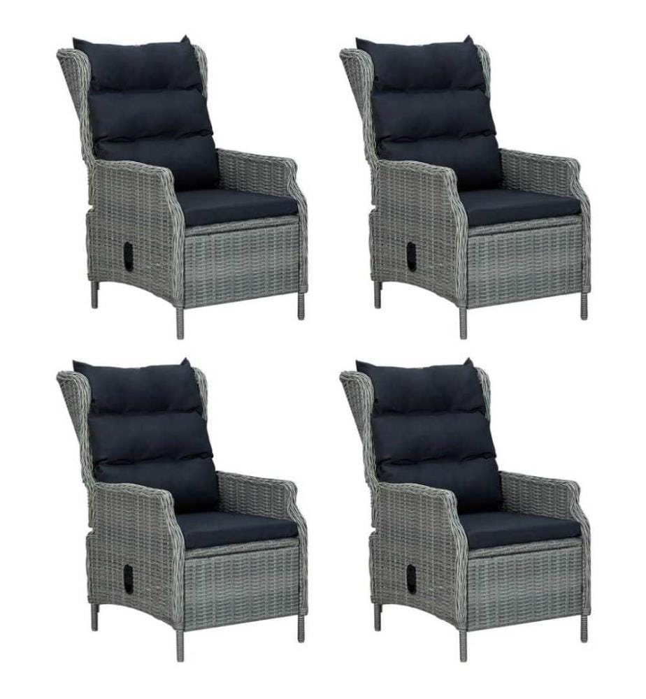 5-tlg. Garten-Essgruppe Hellgrau Poly Rattan