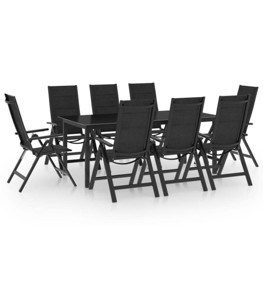 9-tlg. Garten-Essgruppe Aluminium Anthrazit
