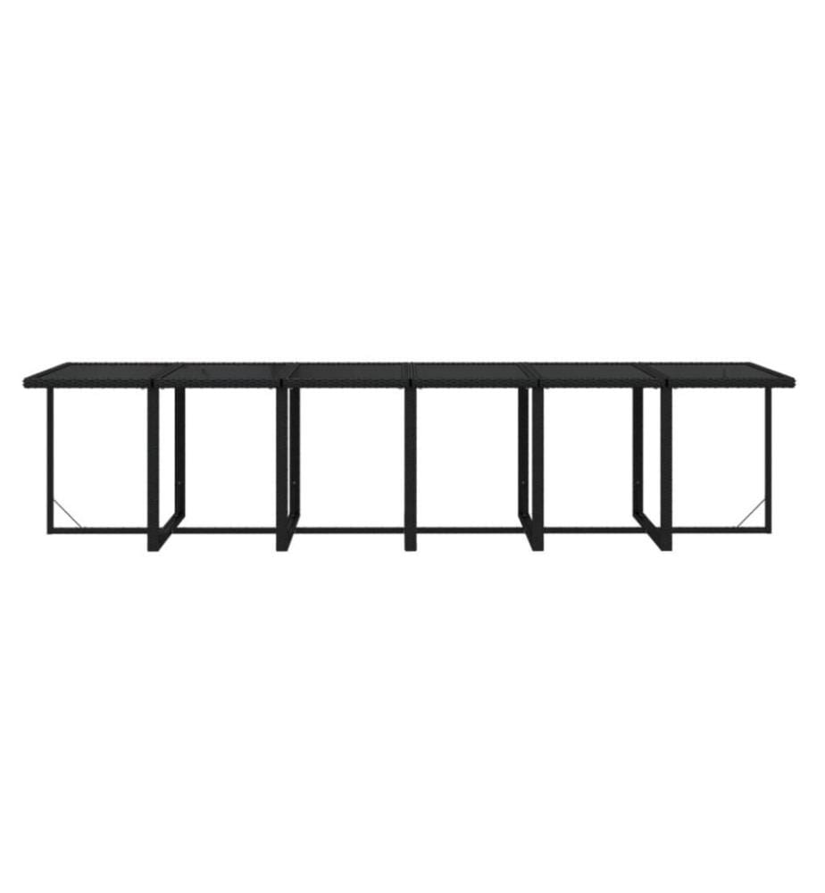 17-tlg. Garten-Essgruppe mit Kissen Poly Rattan Schwarz