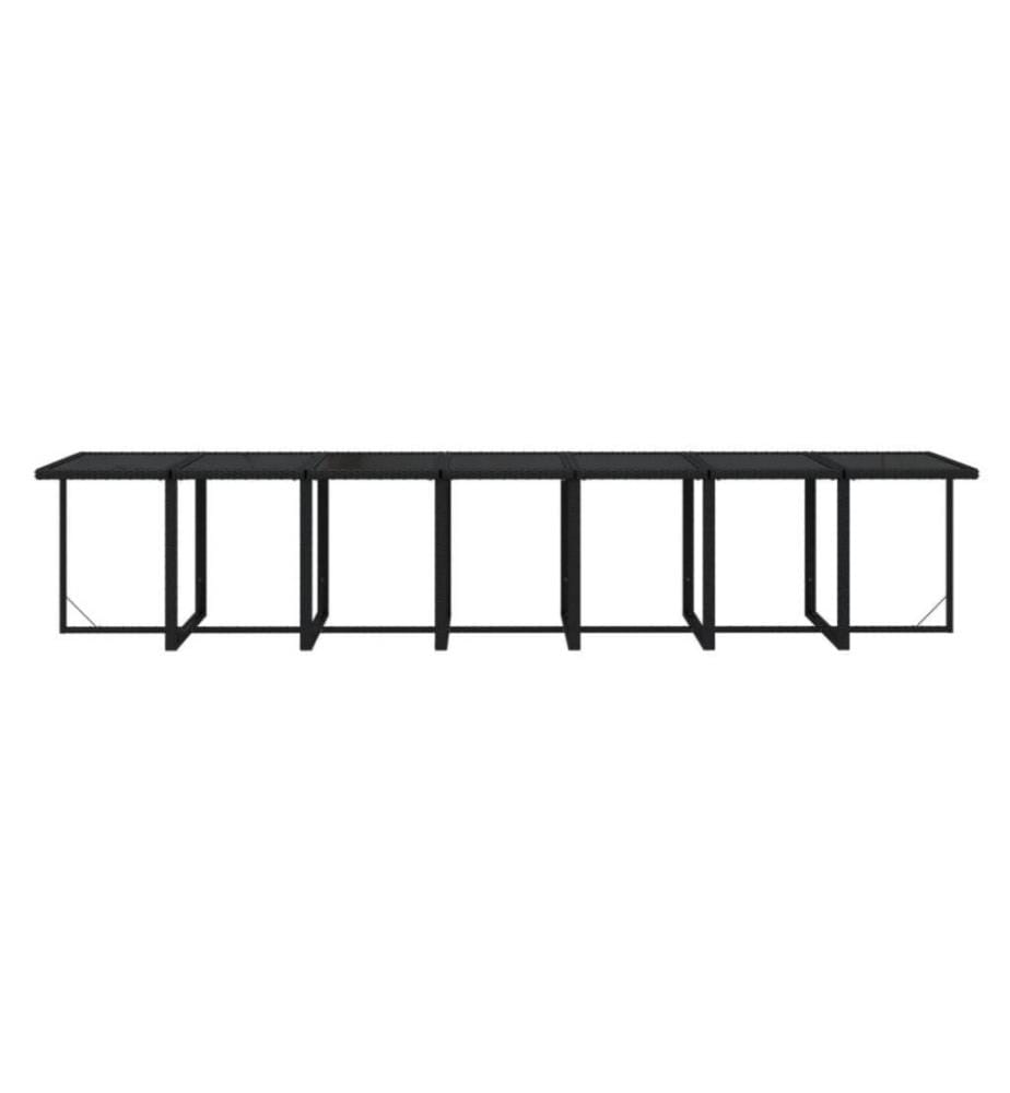 15-tlg. Garten-Essgruppe mit Kissen Poly Rattan Schwarz