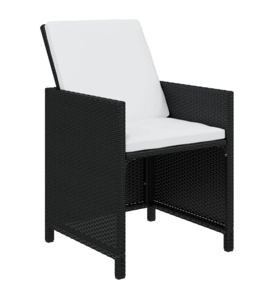 15-tlg. Garten-Essgruppe mit Kissen Poly Rattan Schwarz