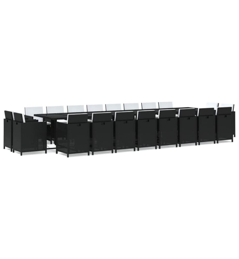 21-tlg. Garten-Essgruppe mit Kissen Schwarz Poly Rattan