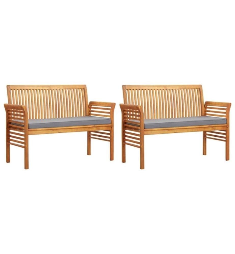 Ensemble à dîner d'extérieur 5 pcs et coussins Acacia solide