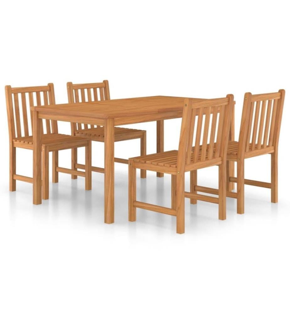 5-tlg. Garten-Essgruppe Teak Massivholz