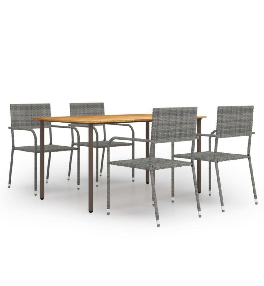 5-tlg. Garten-Essgruppe Poly Rattan Anthrazit