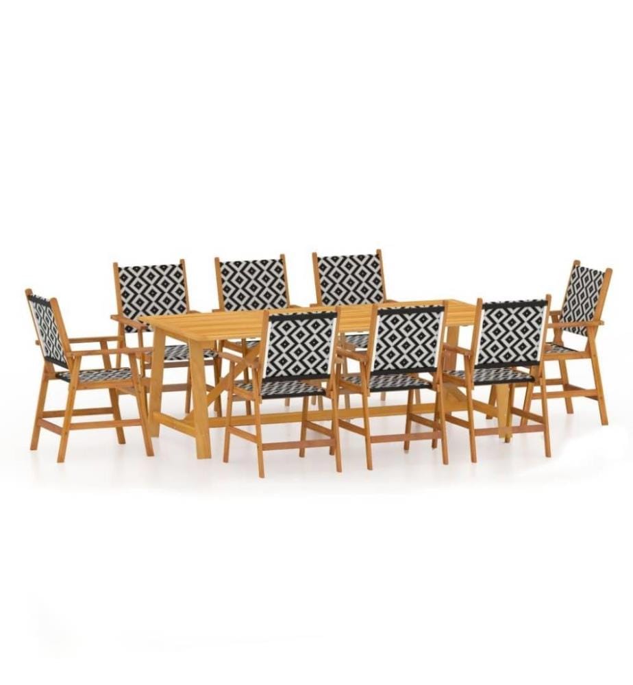 Ensemble de salle à manger de jardin 9 pcs Bois d'acacia solide