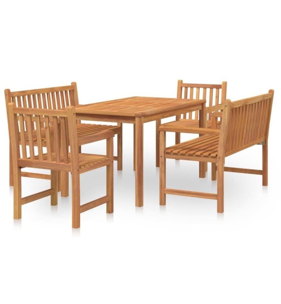 5-tlg. Garten-Essgruppe Massivholz Teak